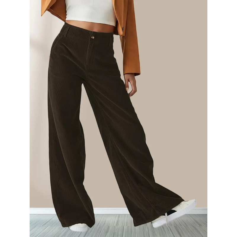Pantalón Con Pierna Ancha Y Corte Holgado Para Mujer | Ideal Para Uso Diario