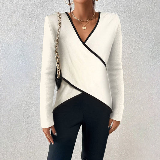 Jersey Cruzado Tipo Cache-Cœur Con Cuello En V Para Mujer | Ideal Para Uso Diario E Informal