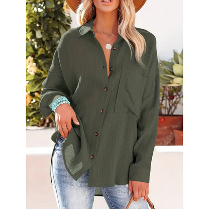 Camisa Con Corte Recto Y Mangas Largas Para Mujer | Ideal Para Uso Diario Y Profesional