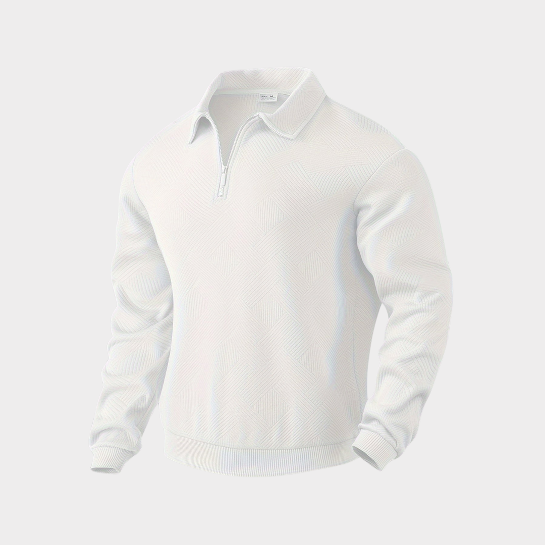 Sudadera De Corte Amplio Con Motivo Geométrico Y Cuello Con Media Cremallera Para Hombres | Ideal Para Uso Diario E Informal