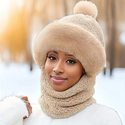 Conjunto de Gorro con Pompón y Bufanda a Juego para Adultos | Ideal para Invierno