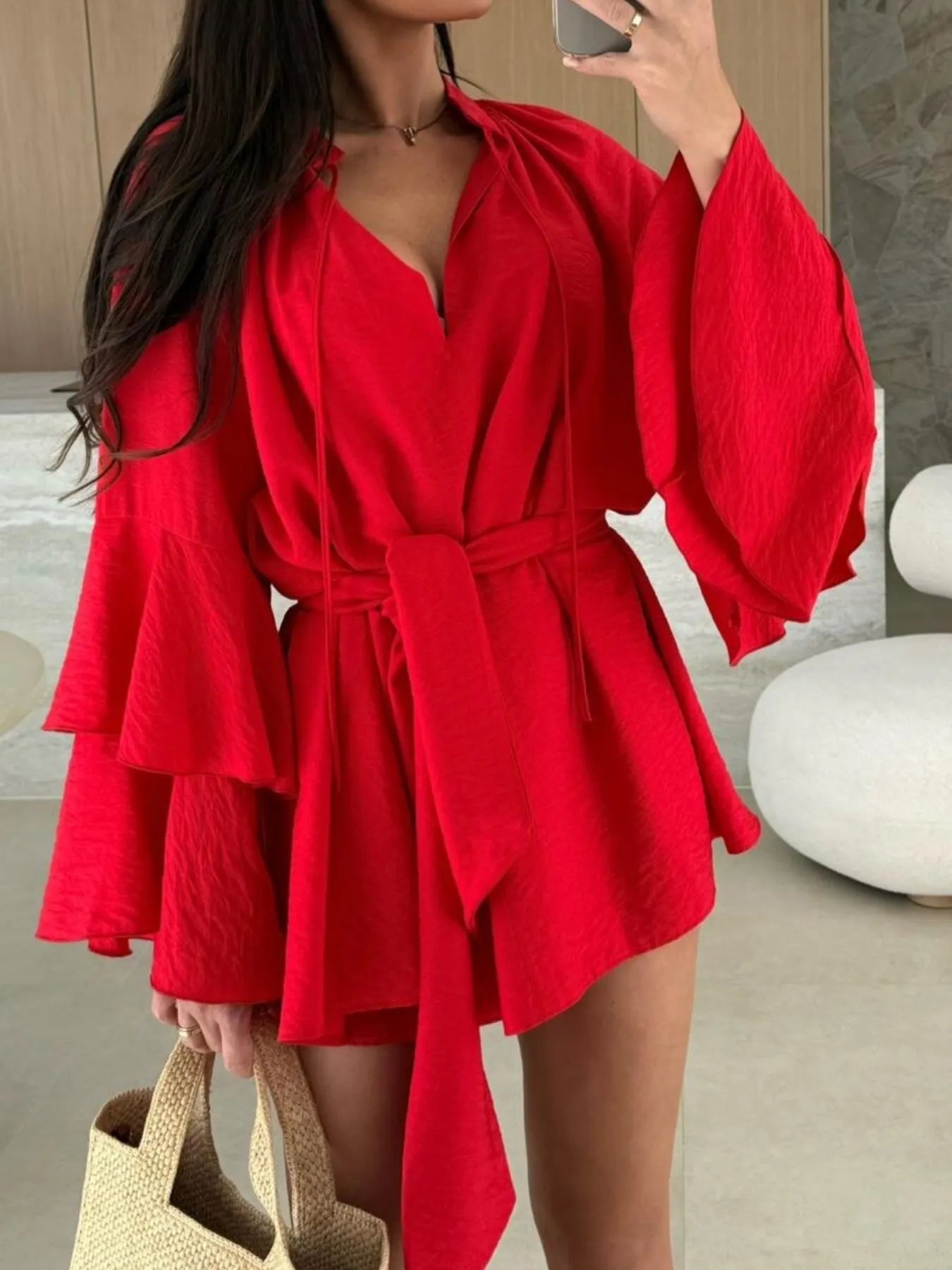 Vestido Corto con Cintura Ajustable para Mujer | Ideal para Uso Diario e Informal