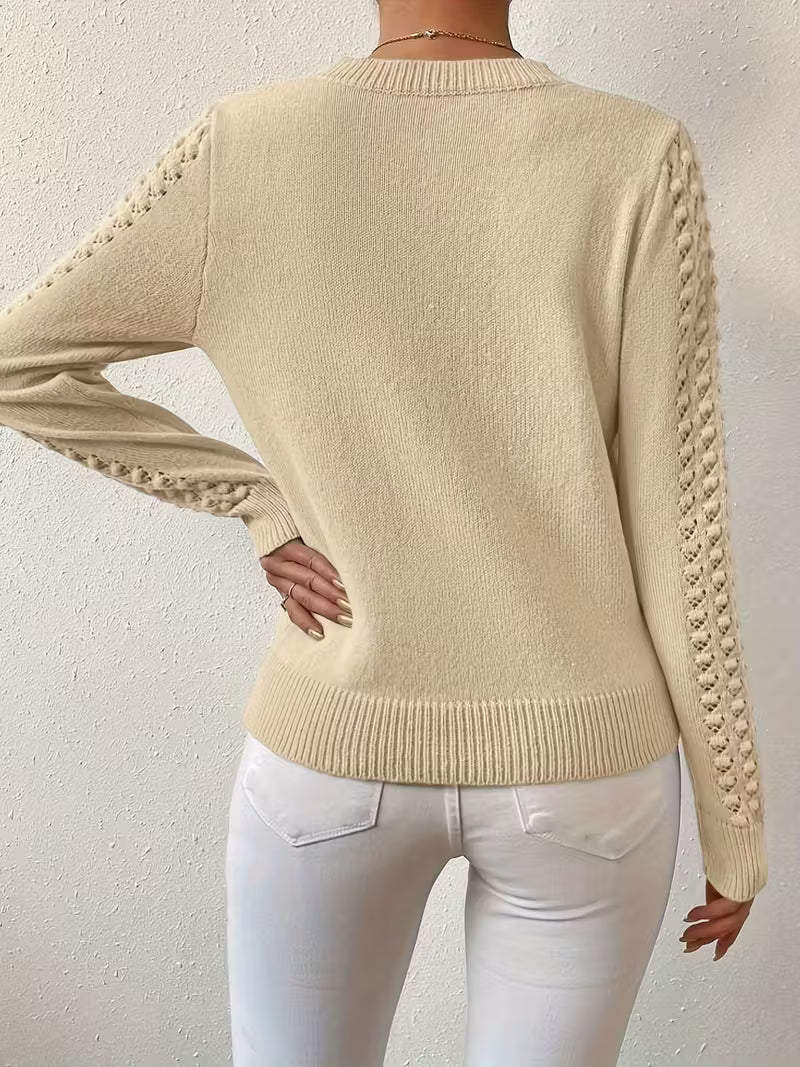 Jersey De Manga Larga Con Detalles De Encaje Para Mujer | Ideal Para Uso Diario Y Superposición
