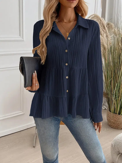 Camisa Con Cierre De Botones Y Corte Fluido Para Mujer | Ideal Para Oficina Y Uso Diario