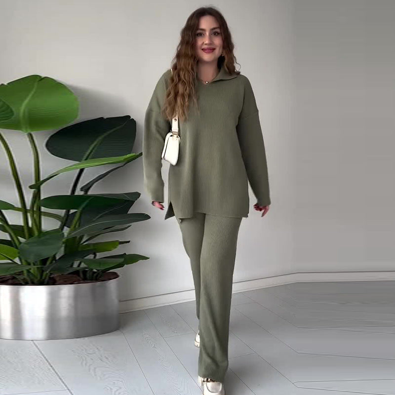 Conjunto Lounge de Dos Piezas con Top y Pantalón de Pierna Ancha para Mujer | Ideal para Uso Diario Informal