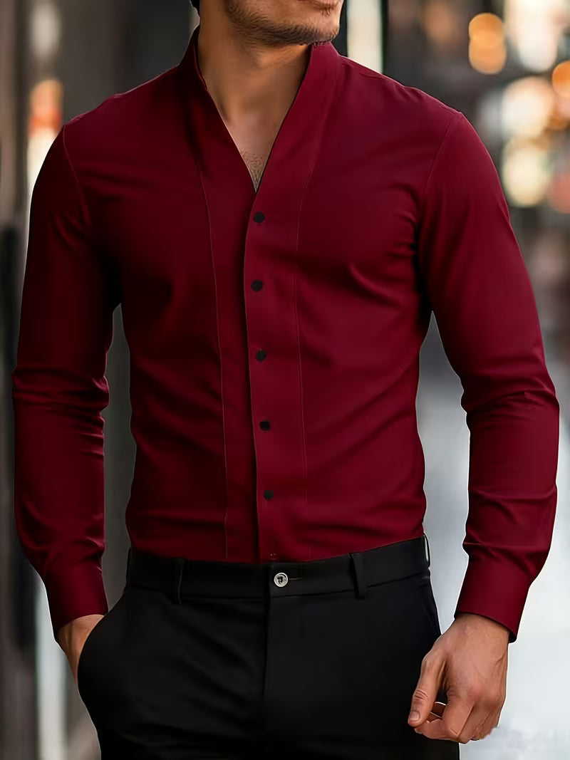 Camisa Con Cierre De Botones Y Corte Ajustado Para Hombre | Ideal Para Uso Diario Y Entornos Profesionales