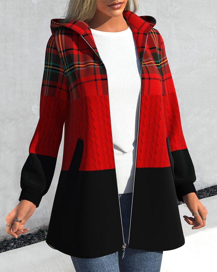 Chaqueta a Cuadros con Capucha para Mujer | Ideal para Invierno y Uso Diario