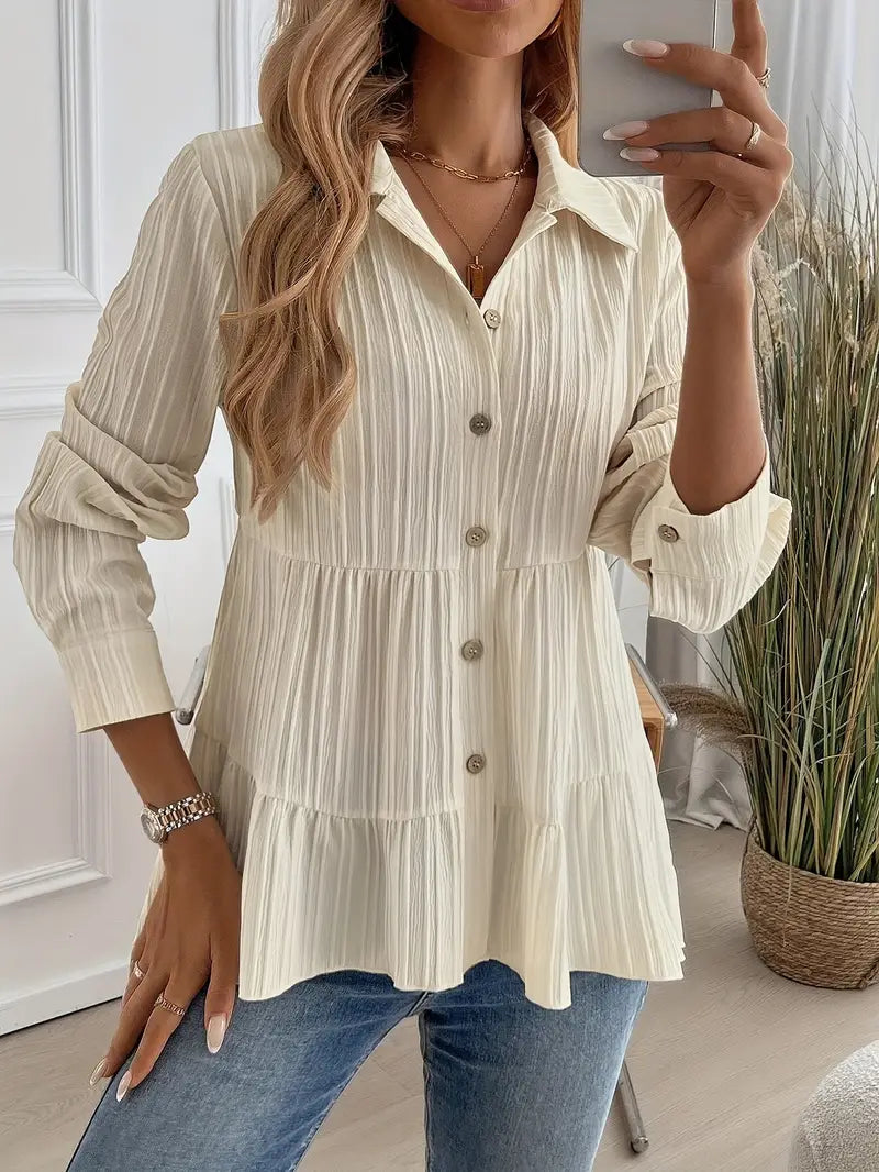 Camisa Con Cierre De Botones Y Corte Fluido Para Mujer | Ideal Para Oficina Y Uso Diario