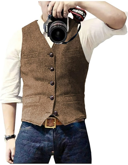 Chaleco Vaquero con Cuello en V y Corte Recto para Hombre | Ideal para Uso Diario