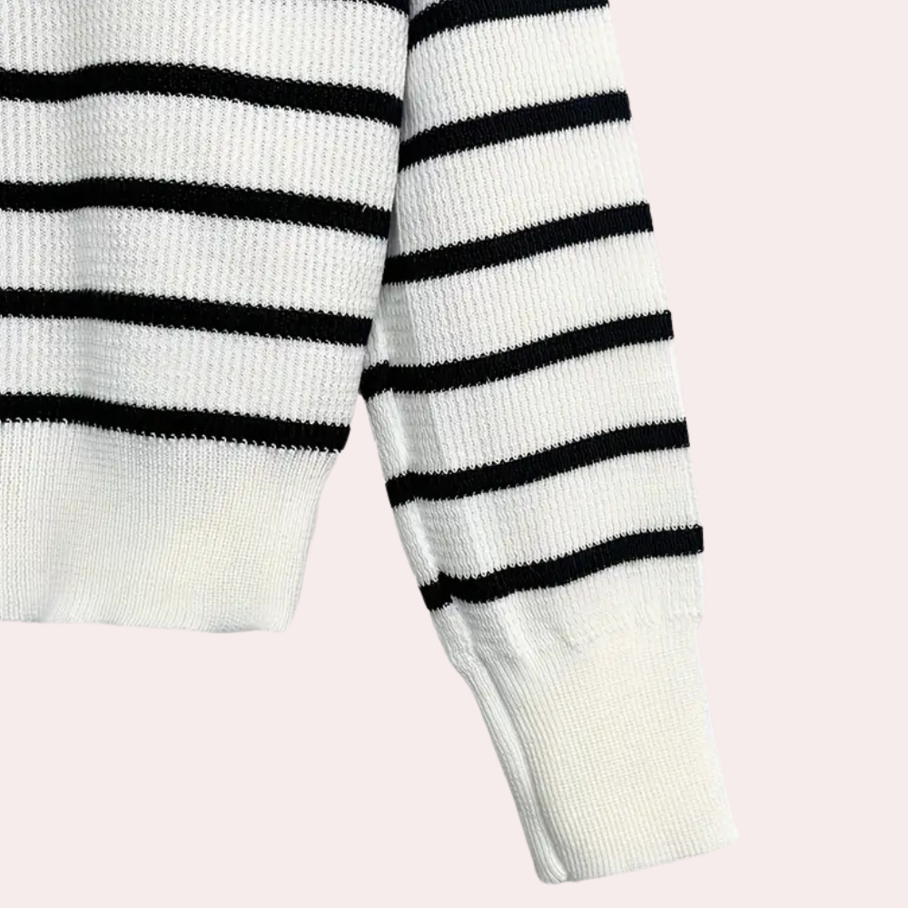 Jersey de Rayas con Nudo y Cierre de Botones para Mujer | Ideal para Uso Diario