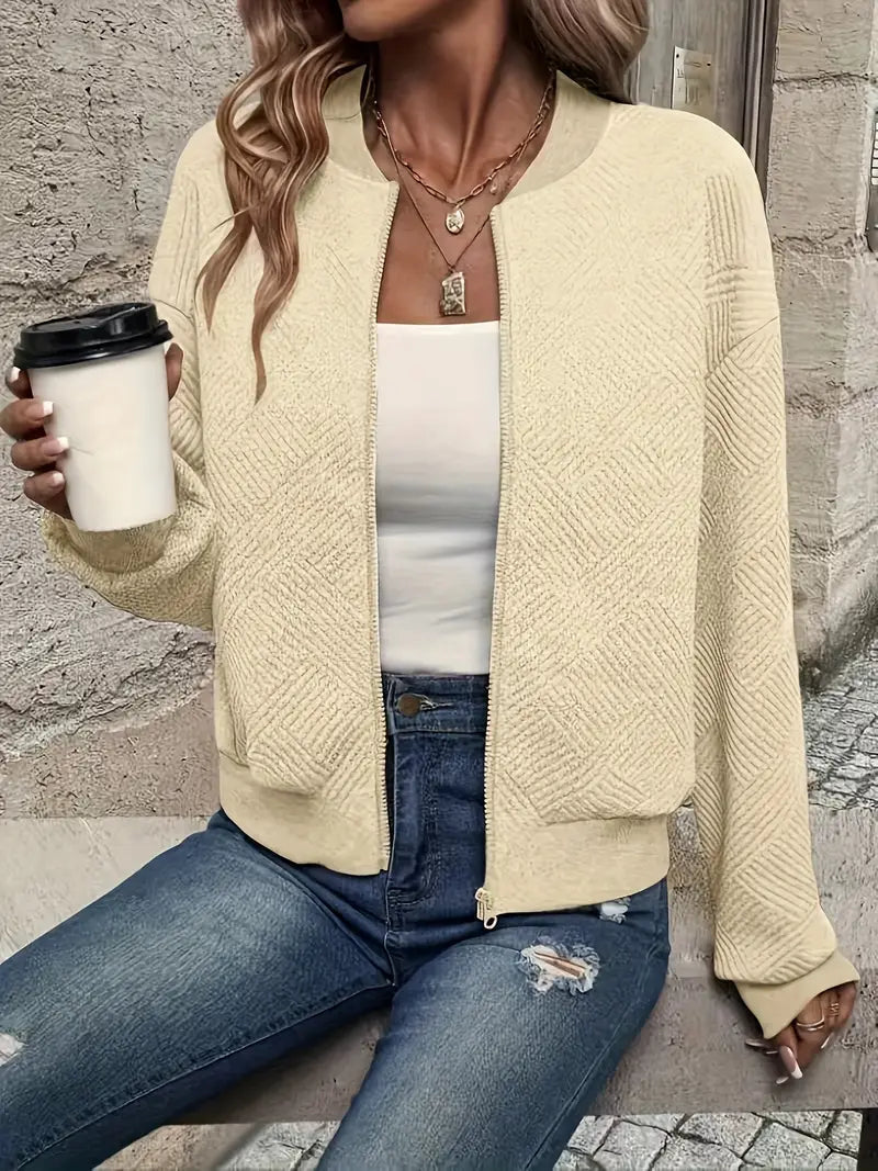 Chaqueta Con Cremallera Frontal Y Corte Holgado Para Mujer | Ideal Para Uso Diario O Entretiempo