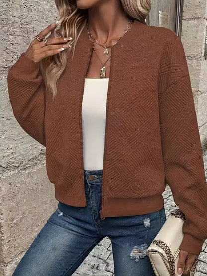 Chaqueta Con Cremallera Frontal Y Corte Holgado Para Mujer | Ideal Para Uso Diario O Entretiempo