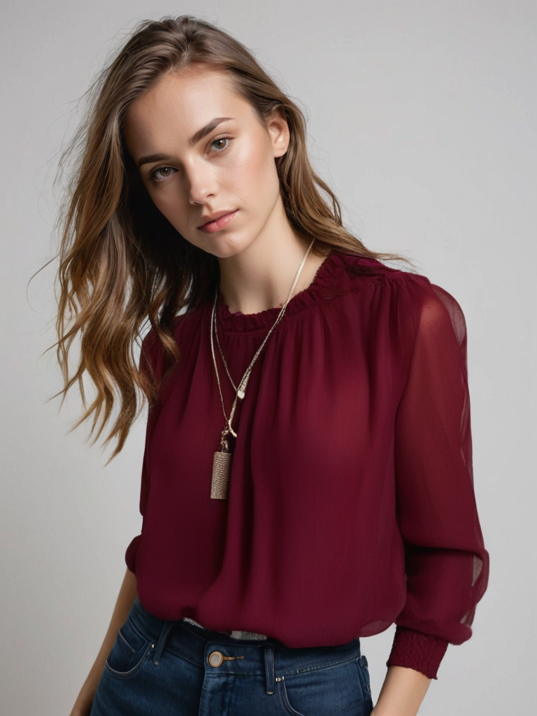 Blusa Con Volantes Y Mangas Largas Para Mujer | Ideal Para Uso Diario Y Eventos