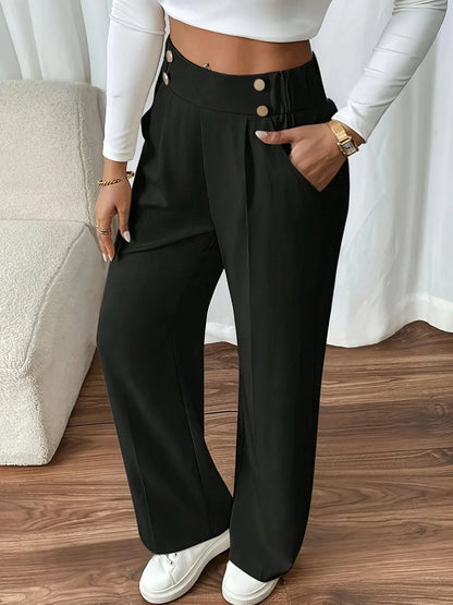 Pantalón de Pierna Recta con Cintura Elástica para Mujer | Ideal para Trabajo y Salidas