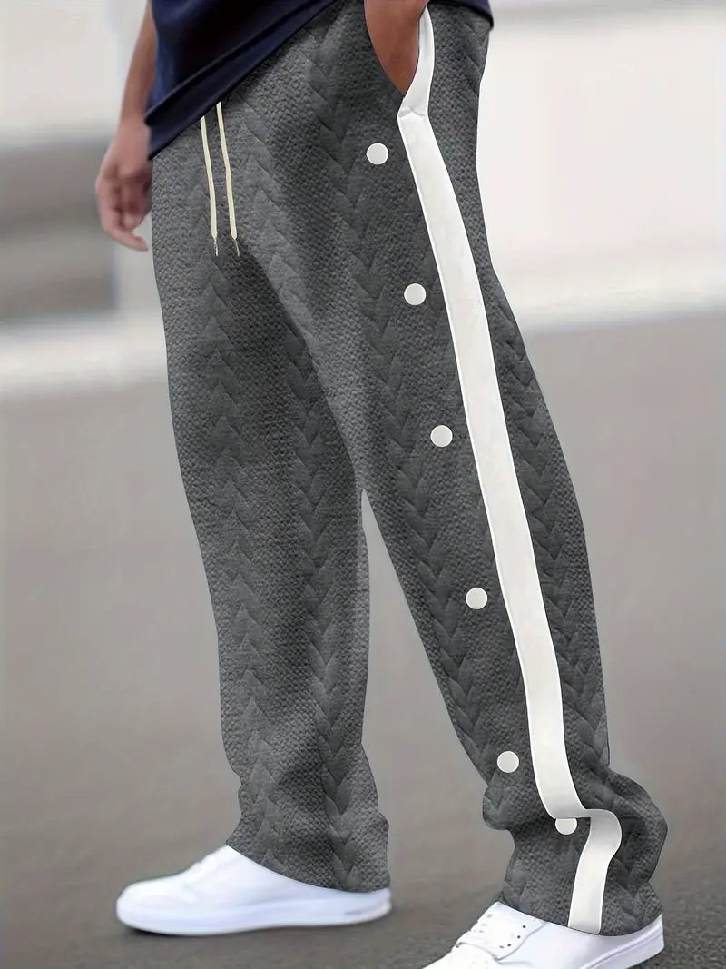 Pantalón de Corte Amplio con Botones Laterales y Cintura Elástica para Hombre | Ideal para Uso Diario