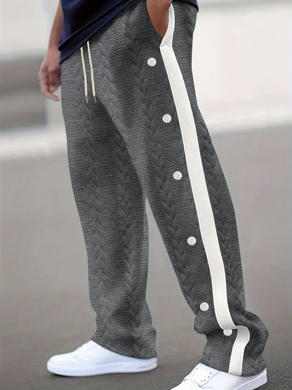 Pantalón de Corte Amplio con Botones Laterales y Cintura Elástica para Hombre | Ideal para Uso Diario