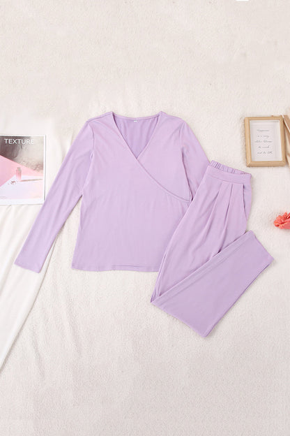 Conjunto De Dos Piezas con Top Cruzado y Pantalón Con Bolsillos para Adultos | Ideal para Uso Diario