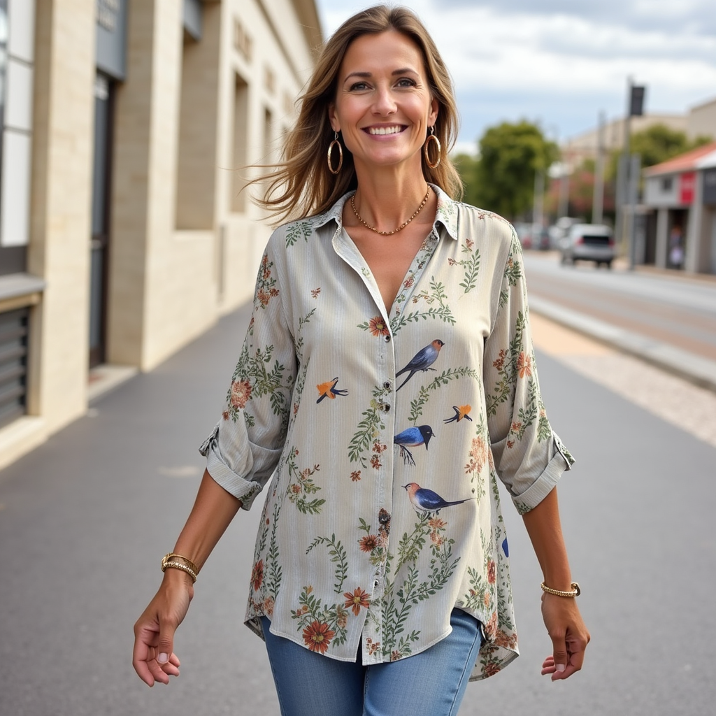 Camisa De Corte Fluido Con Estampado Floral Para Mujer | Ideal Para Uso Diario
