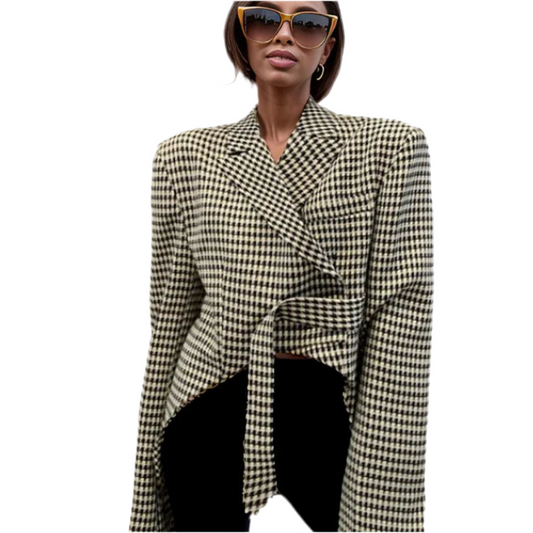 Blazer Con Motivo Príncipe De Gales Para Mujer | Ideal Para Uso Profesional Y Diario