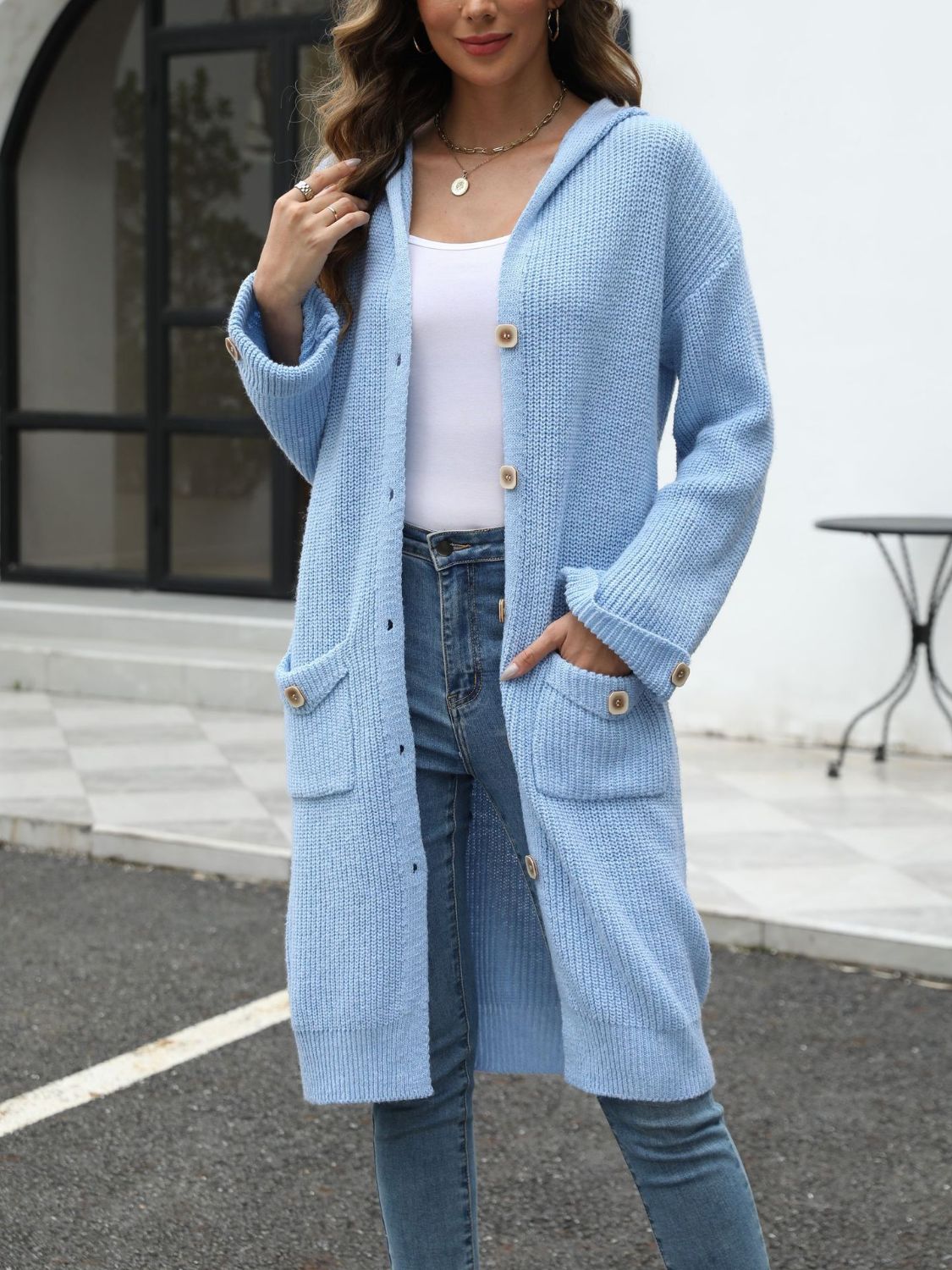 Cardigan Largo Con Botones Y Bolsillos Para Mujer | Ideal Para Superposición Y Uso Diario