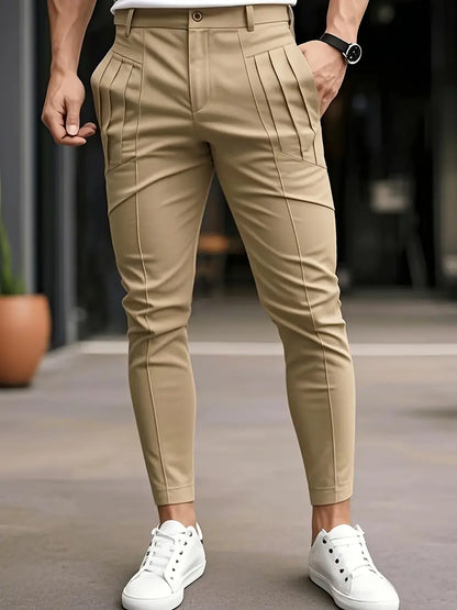 Pantalón Slim con Cintura Ajustada y Bolsillos Laterales para Hombre | Ideal para Uso Diario