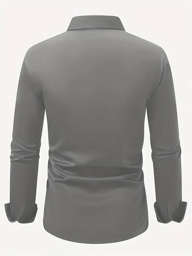 Camisa De Manga Larga Con Cierre De Botones Para Hombres | Ideal Para Uso Diario Y Ocasiones Formales