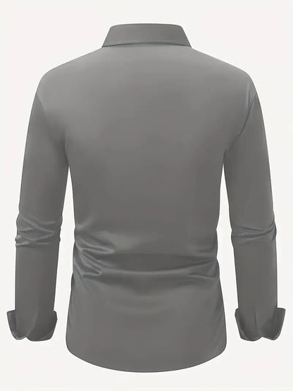 Camisa De Manga Larga Con Cierre De Botones Para Hombres | Ideal Para Uso Diario Y Ocasiones Formales