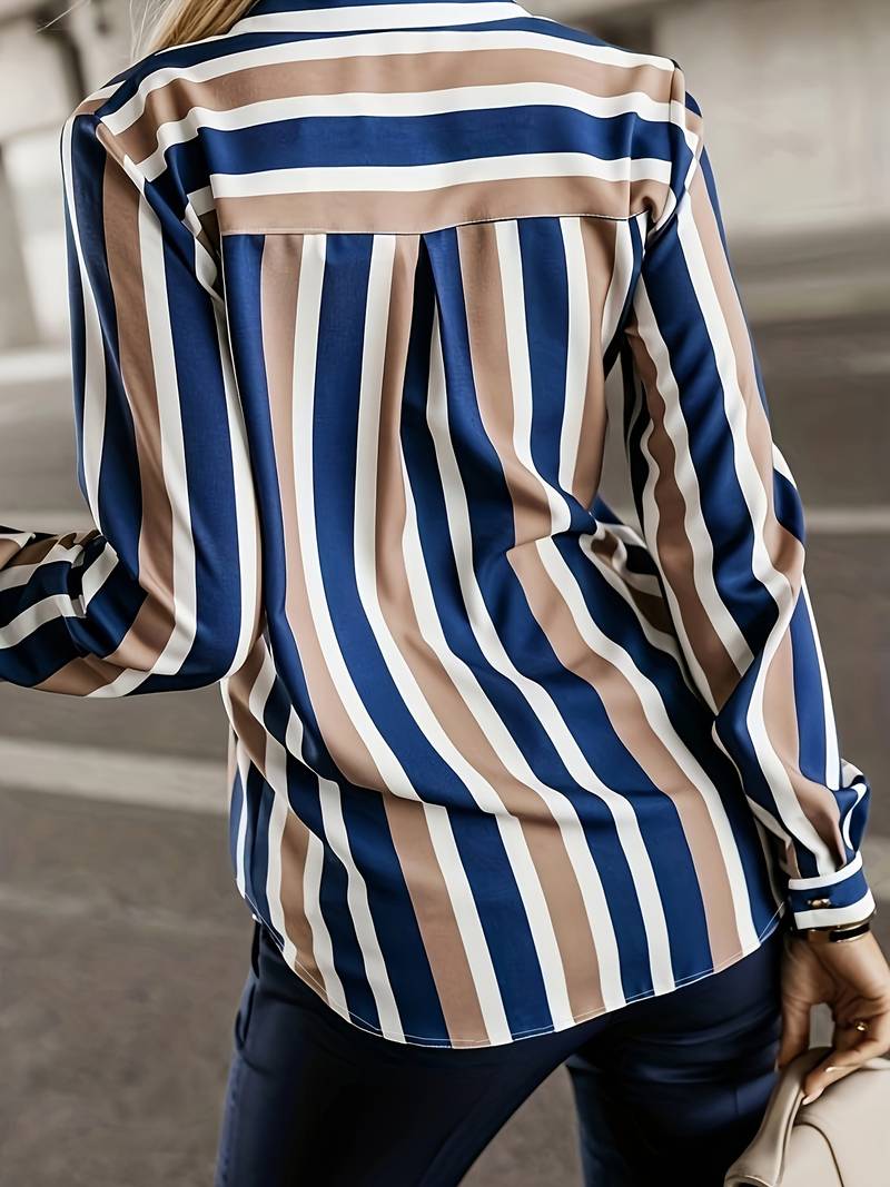 Blusa A Rayas Con Corte Recto Para Mujer | Ideal Para Uso Profesional Y Diario