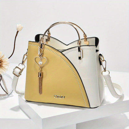 Bolso de Mano con Compartimento Principal y Detalles Color Block para Mujer | Ideal para Uso Diario
