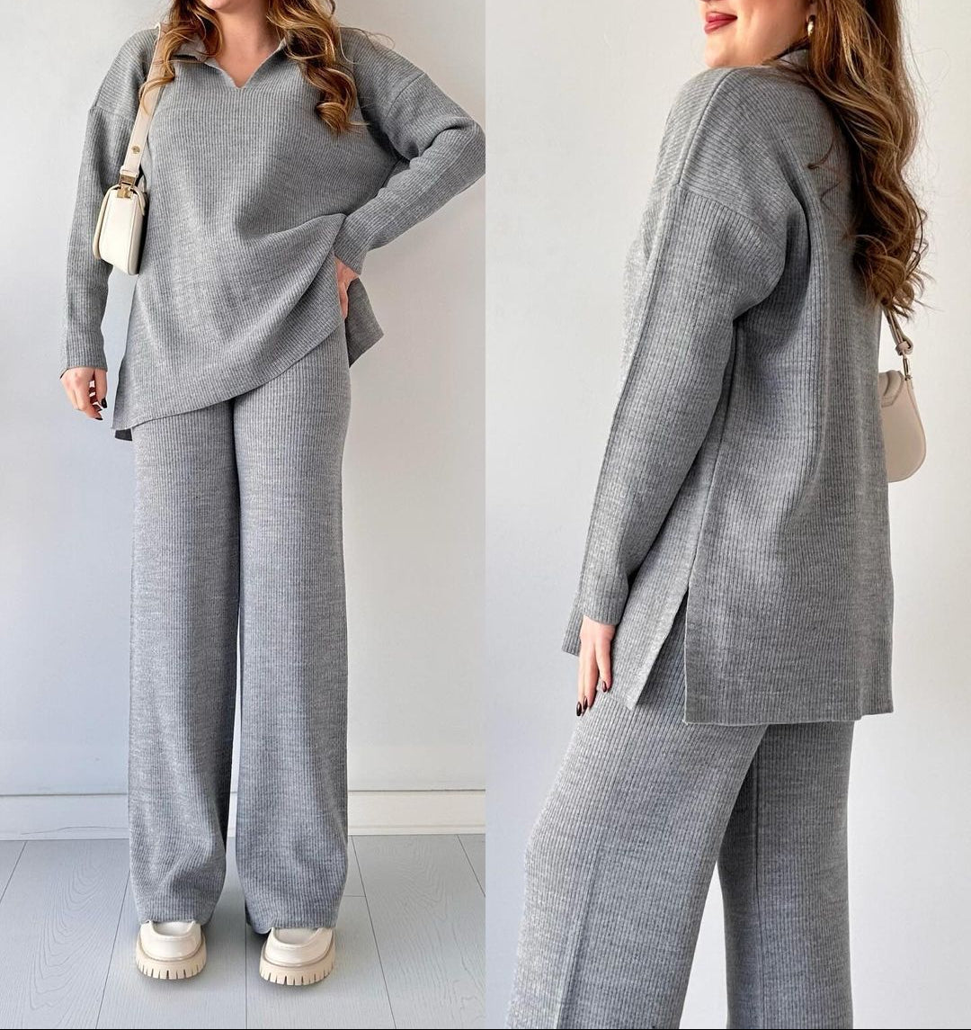 Conjunto Lounge de Dos Piezas con Top y Pantalón de Pierna Ancha para Mujer | Ideal para Uso Diario Informal