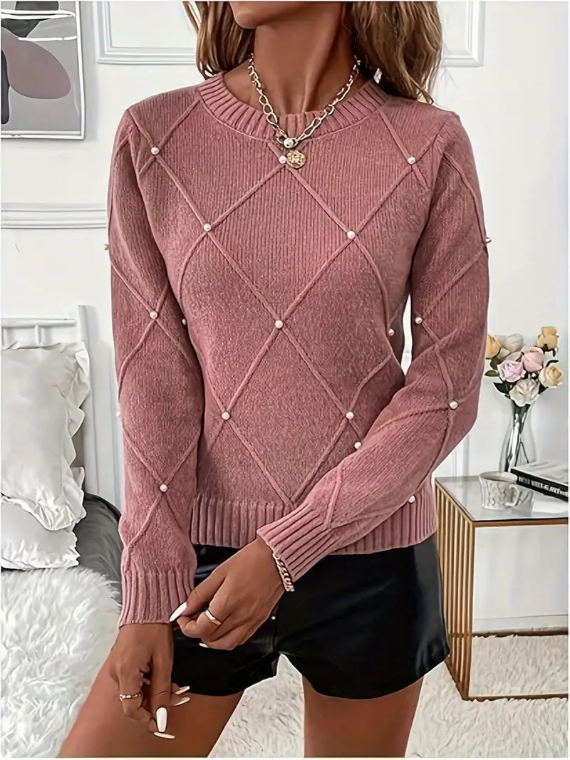 Jersey De Manga Larga Con Motivo Texturizado Para Mujer | Ideal Para Uso Diario Y Superposición