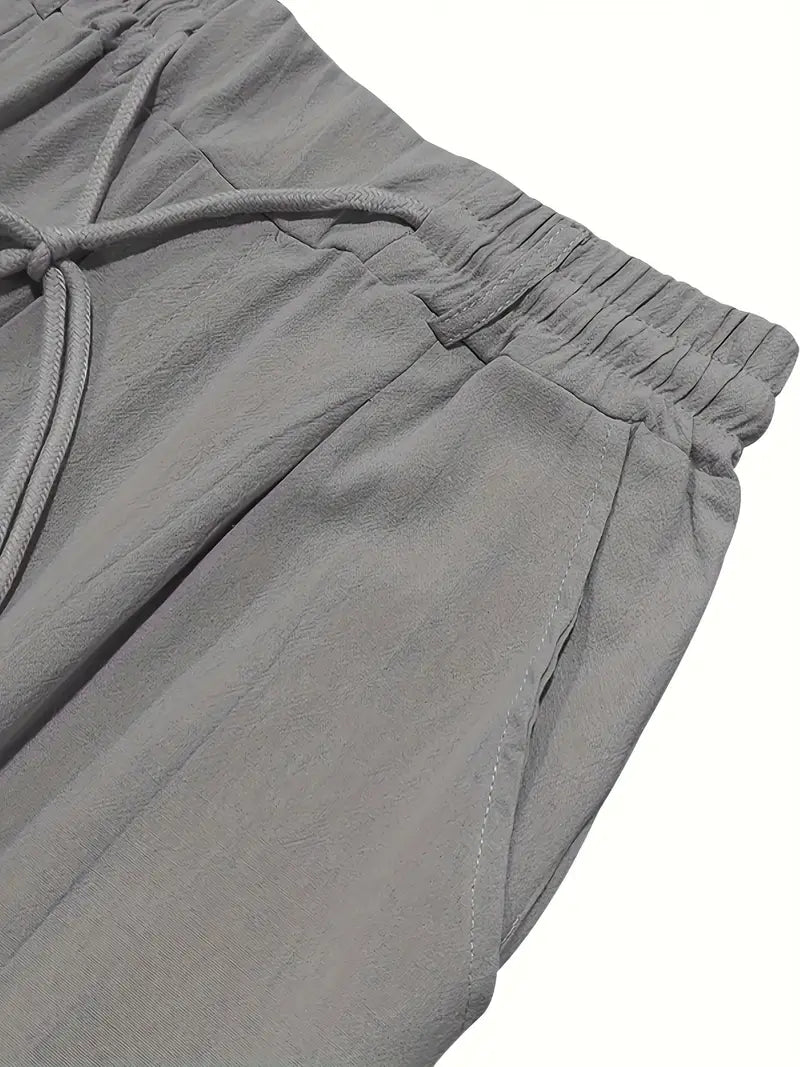 Pantalón Casual de Corte Amplio con Cintura Elástica y Cordón para Hombre | Ideal para Uso Diario