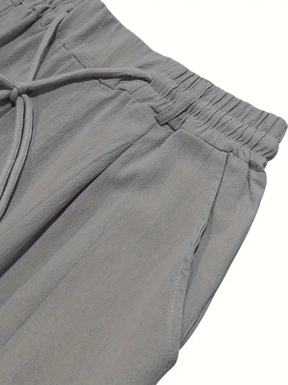 Pantalón Casual de Corte Amplio con Cintura Elástica y Cordón para Hombre | Ideal para Uso Diario