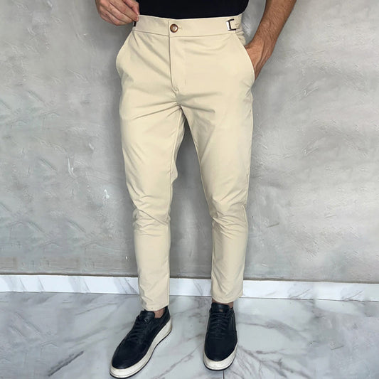 Pantalón Slim con Cierre de Botón y Bolsillos para Hombre | Ideal para Uso Diario