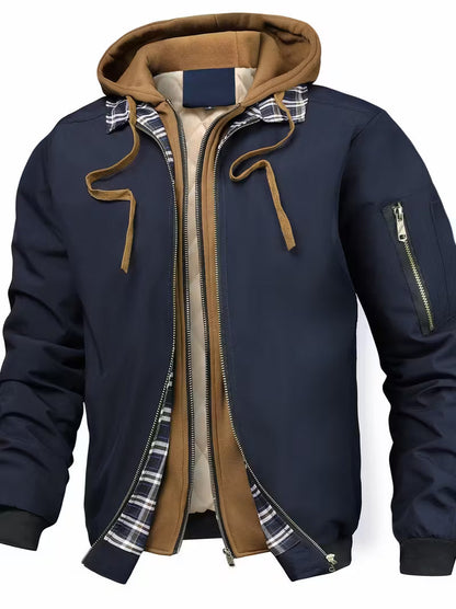 Chaqueta Con Cremallera Completa Y Capucha Integrada Para Hombre | Ideal Para Uso Diario Y Entretiempo
