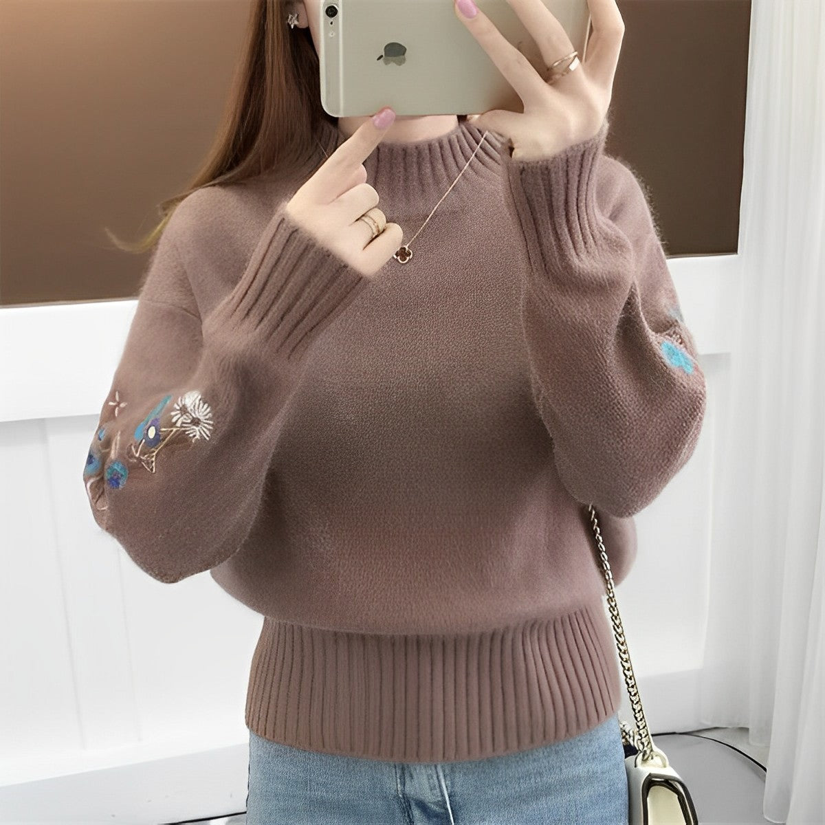 Jersey Oversize con Cuello Alto y Diseño Liso para Mujer | Ideal para Otoño e Invierno