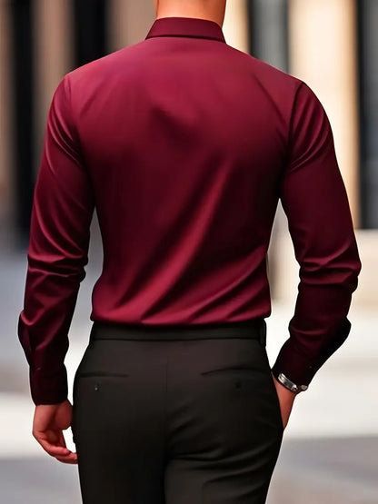 Camisa De Manga Larga Con Cierre De Botones Para Hombres | Ideal Para Uso Diario Y Ocasiones Formales
