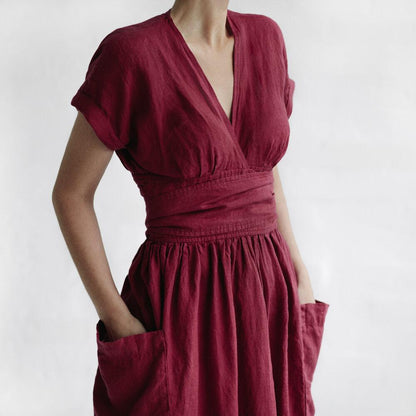 Vestido Cruzado con Cinturón Ajustable para Mujer | Ideal para Uso Diario