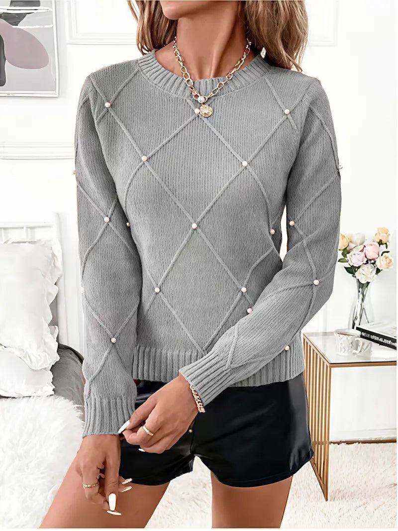 Jersey De Manga Larga Con Motivo Texturizado Para Mujer | Ideal Para Uso Diario Y Superposición