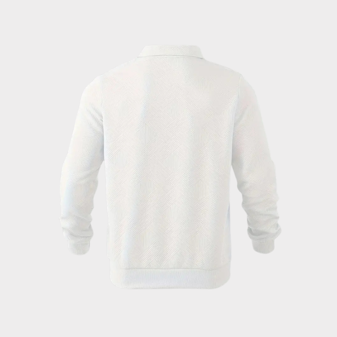 Sudadera De Corte Amplio Con Motivo Geométrico Y Cuello Con Media Cremallera Para Hombres | Ideal Para Uso Diario E Informal