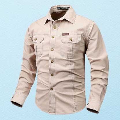 Camisa Con Cierre De Botones Y Bolsillos En El Pecho Para Hombres | Ideal Para Uso Diario Y Profesional