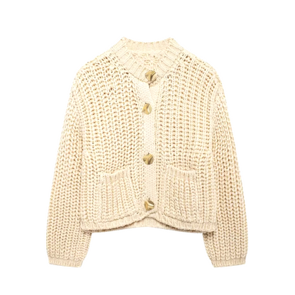 Gilet de Punto Corto con Cierre de Botones para Mujer | Ideal para Uso Diario