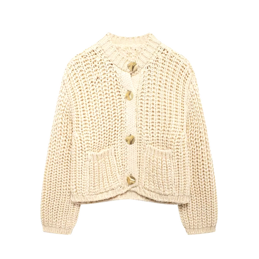 Gilet de Punto Corto con Cierre de Botones para Mujer | Ideal para Uso Diario