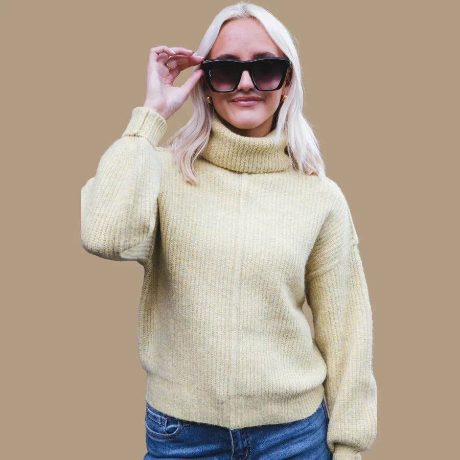 Jersey de Cuello Alto con Detalles de Cordones para Mujer | Ideal para Otoño e Invierno