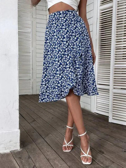 Falda Midi con Volantes y Estampado Floral para Mujer | Ideal para Uso Diario y Salidas