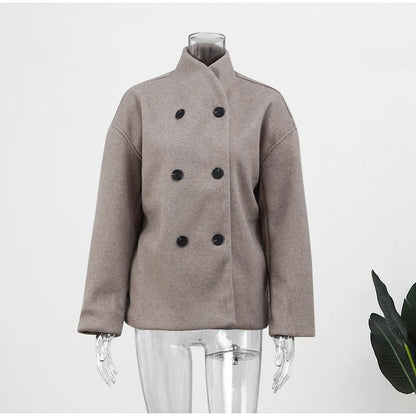 Abrigo De Invierno Con Corte Suelto Y Botones Dobles Para Mujer | Ideal Para Invierno