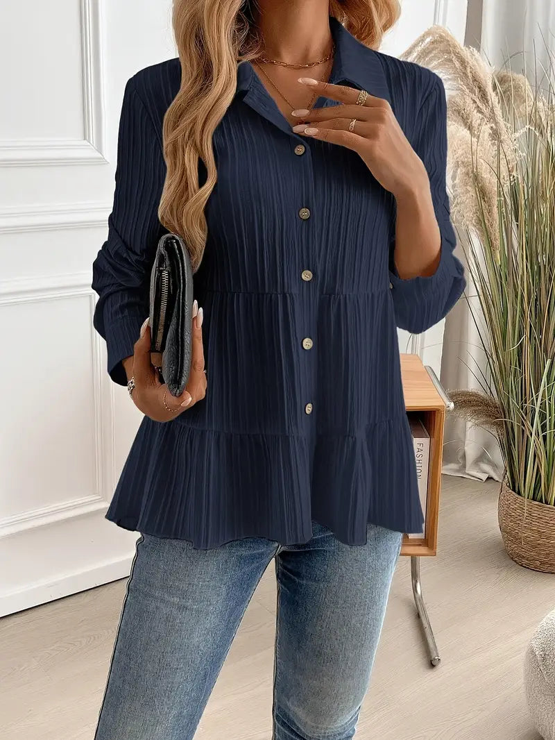 Camisa Con Cierre De Botones Y Corte Fluido Para Mujer | Ideal Para Oficina Y Uso Diario