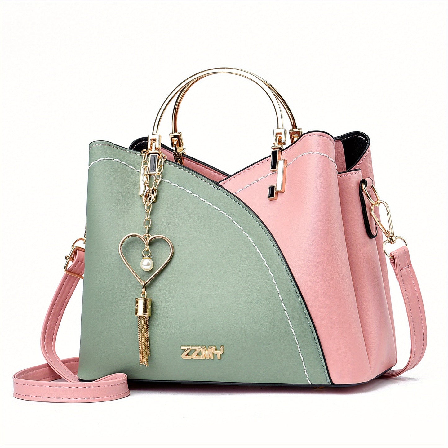 Bolso de Mano con Compartimento Principal y Detalles Color Block para Mujer | Ideal para Uso Diario