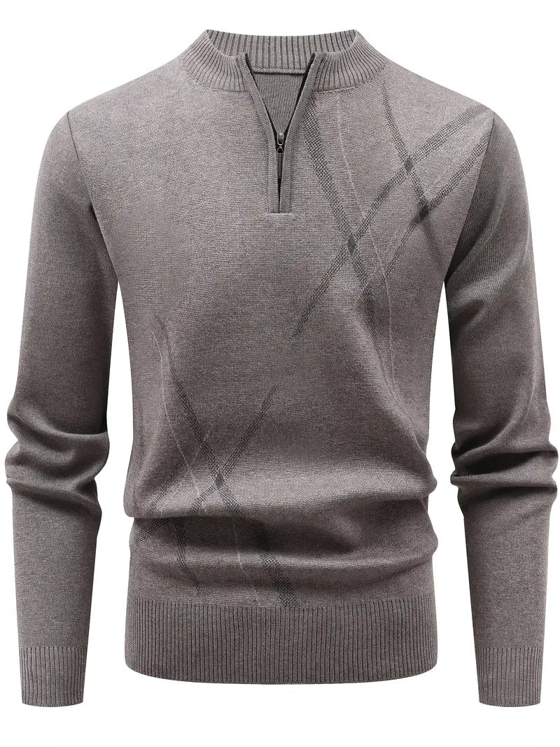 Jersey Ajustado Con Media Cremallera Frontal Y Cuello Redondo Para Hombres | Ideal Para Uso Diario E Informal