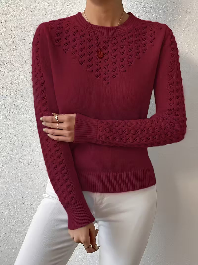 Jersey De Manga Larga Con Detalles De Encaje Para Mujer | Ideal Para Uso Diario Y Superposición